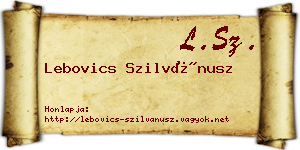Lebovics Szilvánusz névjegykártya